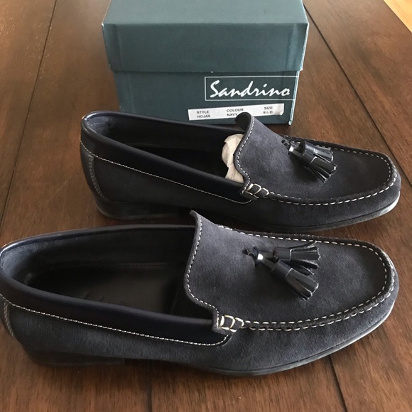 Sandrino Men’s Suede Navy Leather Tassel Loafer - Picture 5 of 5